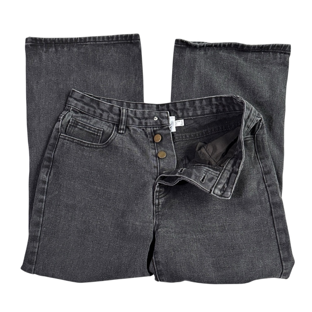 Princess Polly Hammer Wide Leg Baggy Distressed Black Jeans Women’s 8 - Picture 5 of 14